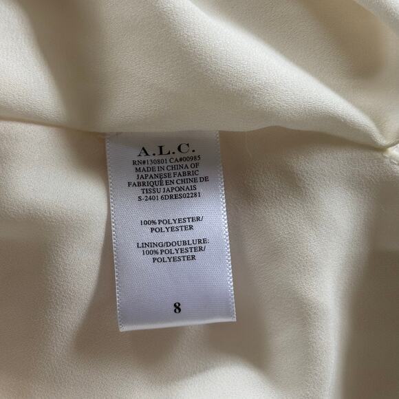 A.L.C. Dahlia Dress One Shoulder Whisper White Cutout Pleated Crepe Maxi Size 8 - Picture 10 of 12